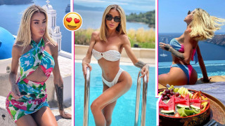 Деси Фотосесията показа горещо тяло на Санторини (Снимки)