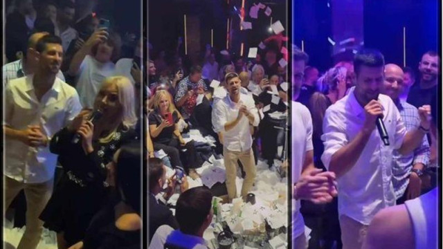 Докато звездата на световния тенис Новак Джокович пее от хотелската