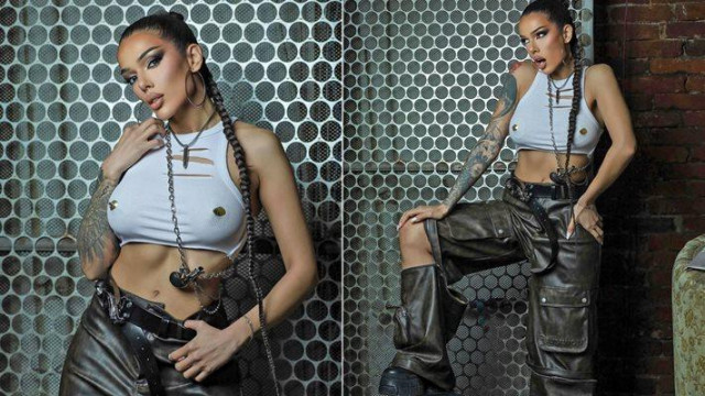 С интересен тоалет е Диона в последното парче на Галин Там