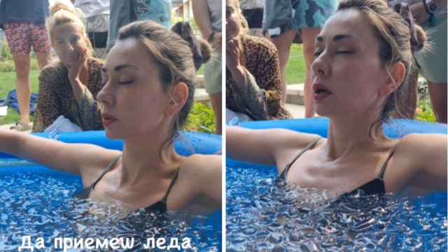 Нети се охлажда в басейн с лед