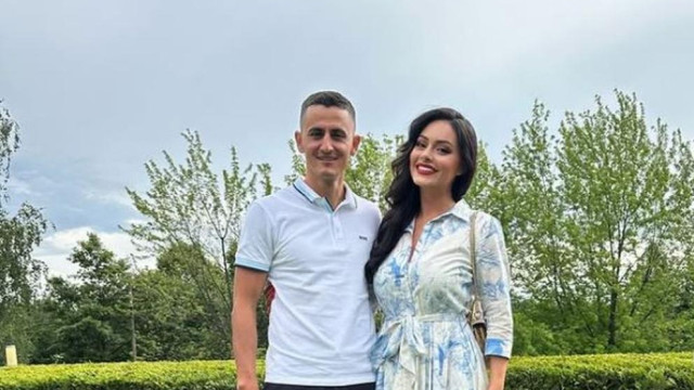 Звездата на Левски Георги Костадинов и съпругата му Радост явно