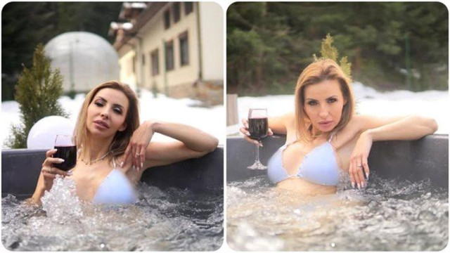 Диана Габровска се показа на червено вино с джакузи в