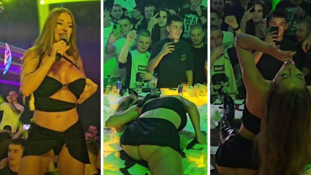 Чалга певицата по дупе прави шпагати обръща шотове и върти