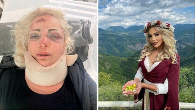 На косъм от смъртта: Моделката Жанета Осипова лети с джипа си в пропаст (Снимки)