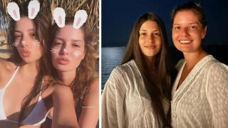 Алекс Сърчаджиева на море с щерката